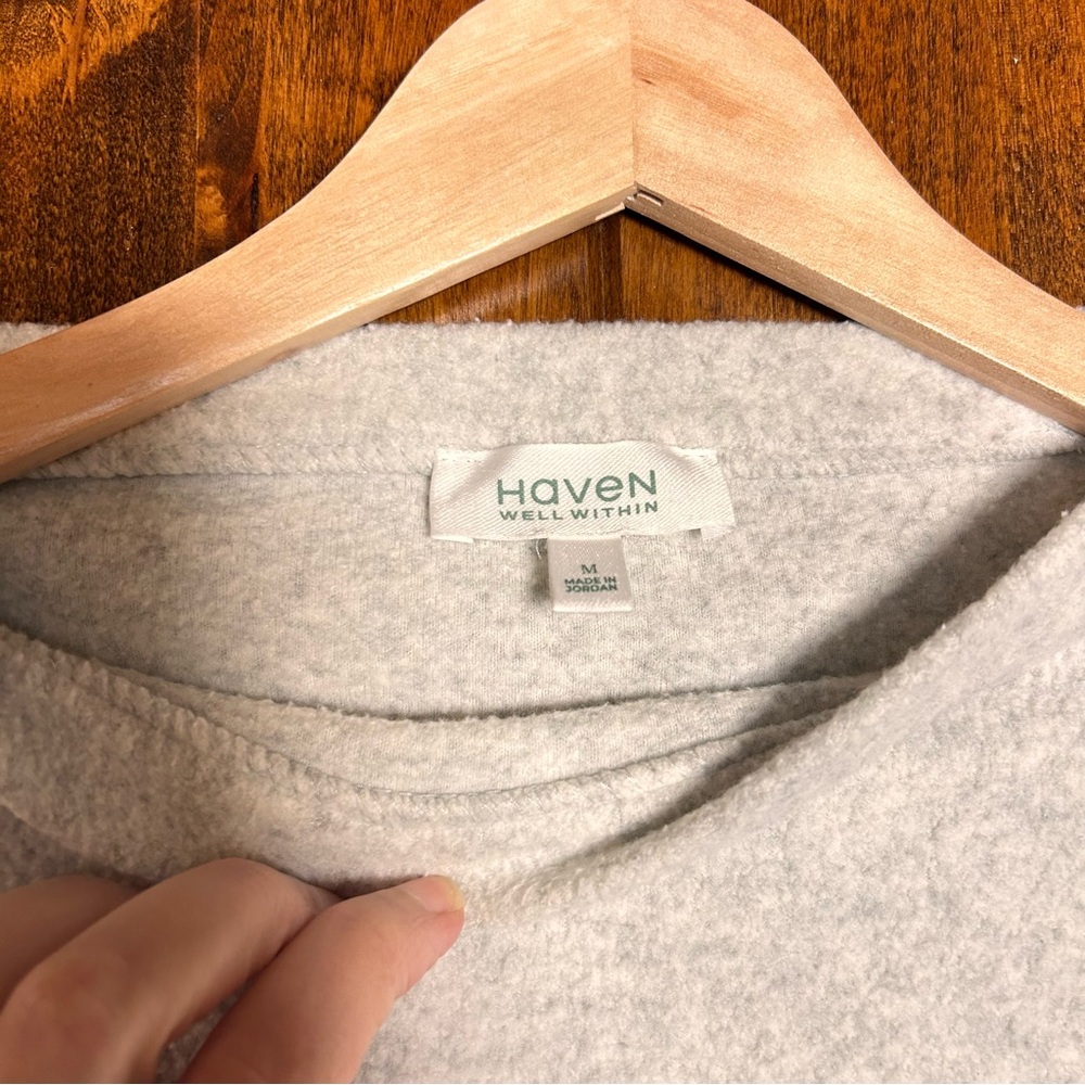 Haven Well Within Comfort Fleece Funnel Neck Pullover Cottonblend Sweater Size M - Picture 3 of 5